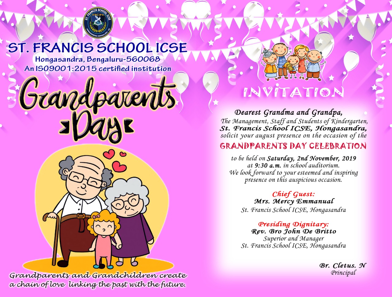 GRANDPARENTS DAY INVITATION St Francis ICSE School